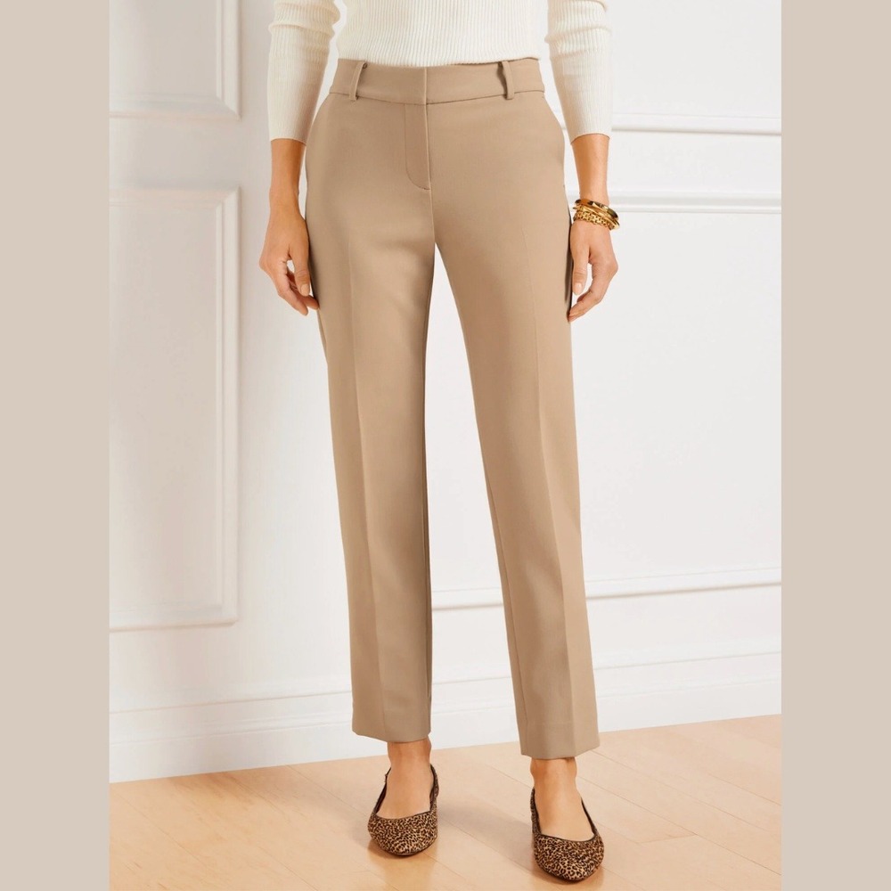 NEW Talbots Womens 12 Hampshire Ankle Pants Tan Brown Dress Trousers Workwear